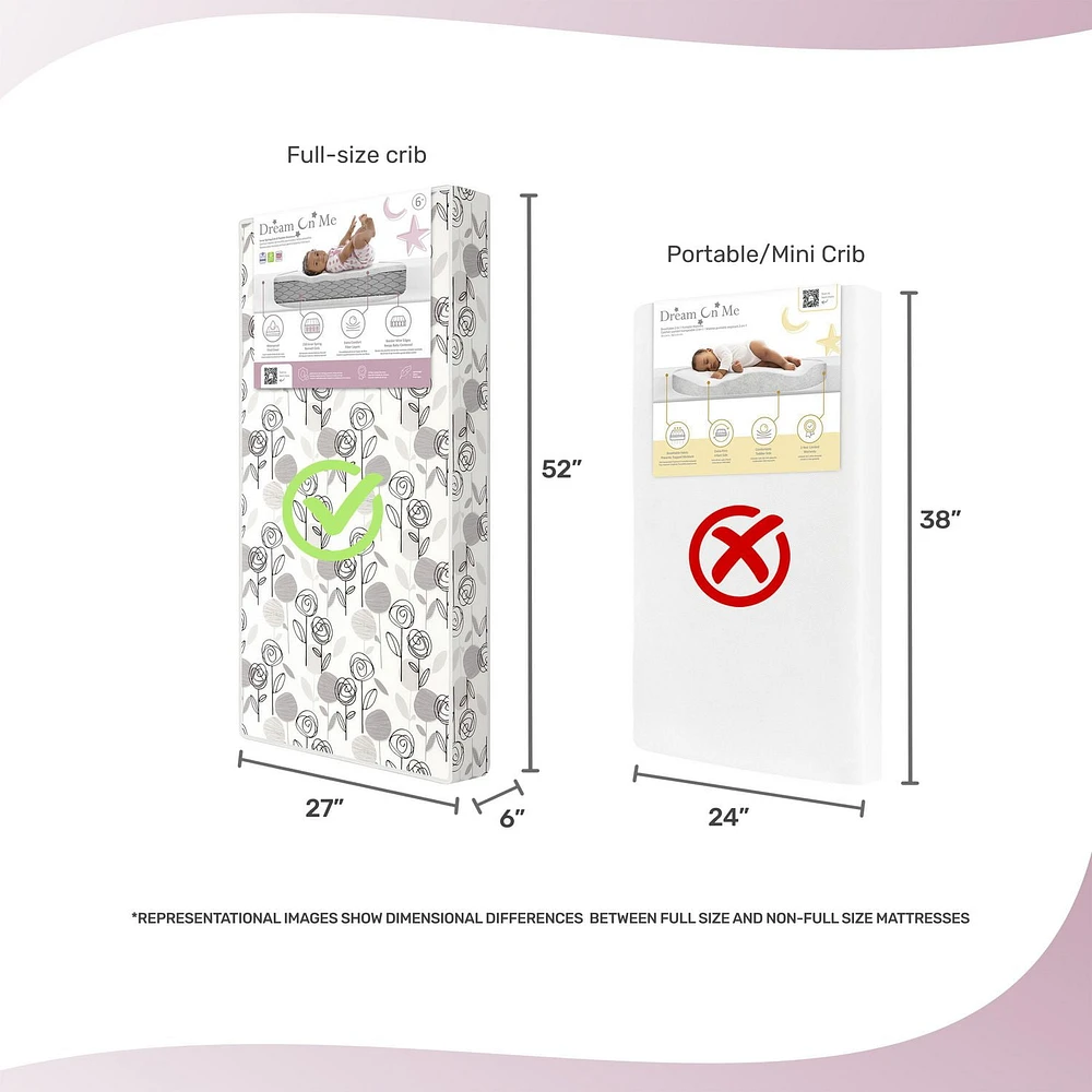 Dream On Me Endless Roses Crib and Toddler Mattress