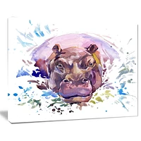 Design Art Hippopotamus Watercolor Canvas Print