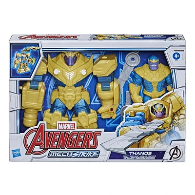 Hasbro Marvel Avengers Mech Strike 9-inch Action Figure Toy Infinity Mech Suit Thanos And Blade Weapon Accessory, For Kids Ages 4 And Up