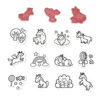 Janod Stampinoos Set of 15 Unicorns Stamps with Pink Ink Pad - Ages 3+