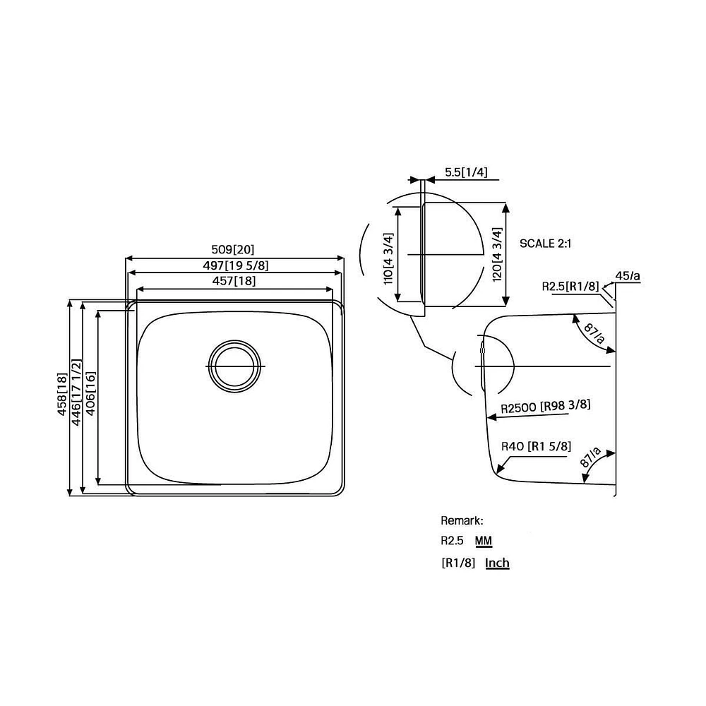 American Imaginations 20-in. W CSA Approved Chrome Laundry Sink With 1 Bowl And 18 Gauge AI-27592