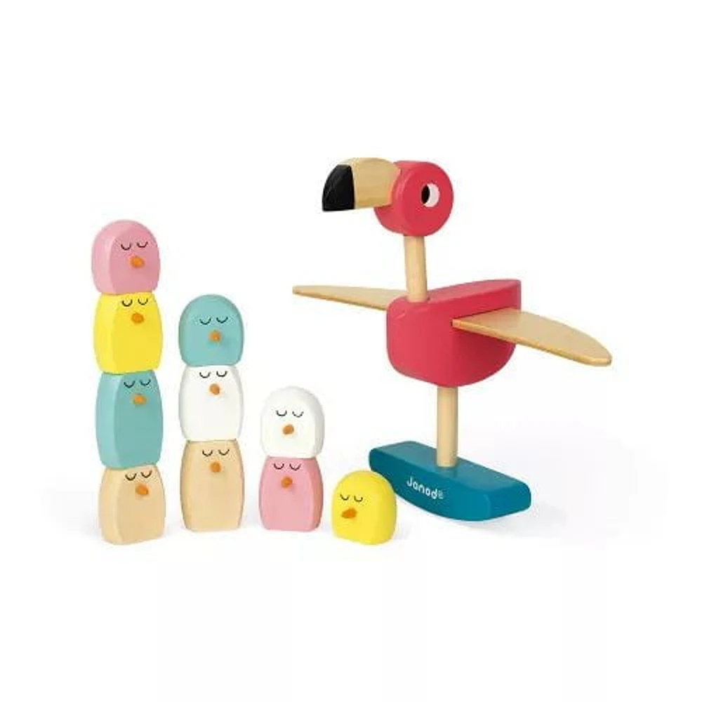 Janod Zigolos Wooden Balancing Game - Flamingo – Ages 3+