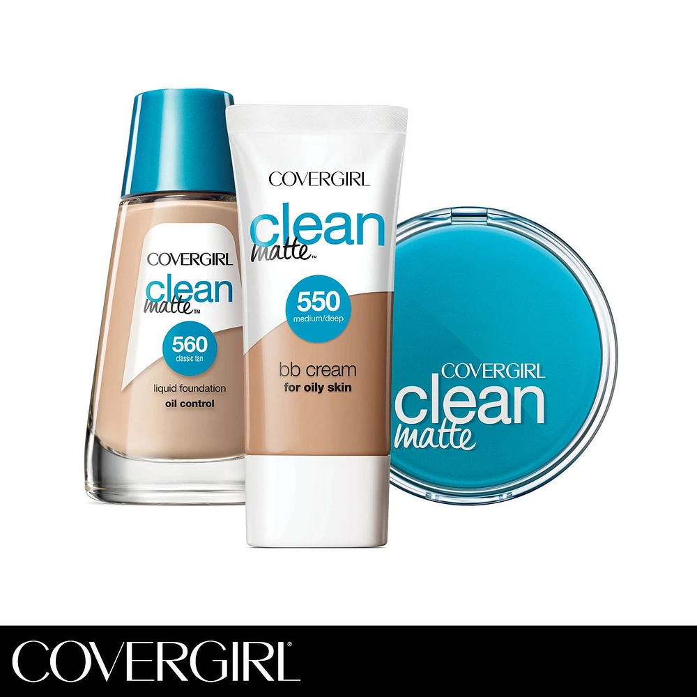 COVERGIRL Poudre pressée Clean Matte, fini mat et lisse, léger, peau sans brillance, formule sans huile, 100% Sans Cruauté Poudre Pressée pure et saine