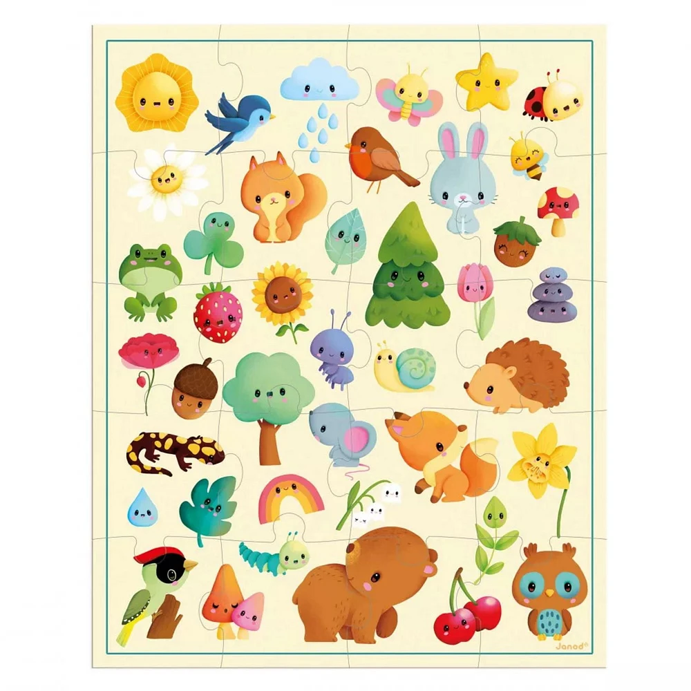 Janod • Puzzle Nature en Image • 20 Pièces • Puzzle en Carton de 40 x 50 cm • Jouet Éducatif Cadeau pour Enfants Garçons et Filles de 2 à 5 Ans • J02536