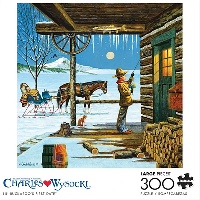 Buffalo Games - Le puzzle Charles Wysocki - Lil' Buckaroo's First Date - en 300 pièces