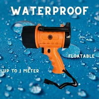 Blue Dog Marine Battery Operated Waterproof Handheld LED Spotlight, Ultra Bright with 3 Modes High Lumen LED Flashlight for Camping, Hiking, Emergencies