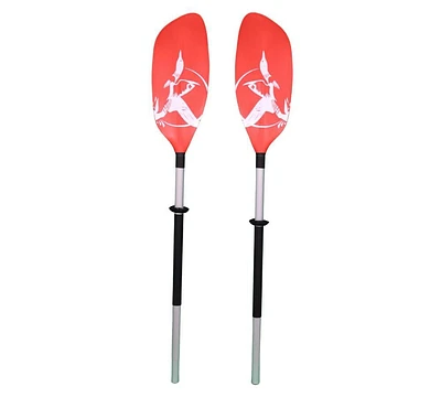 Blue Dog Marine 230 CM 'Loon' Kayak Paddle, Lightweight Aluminum Boating Oar for Inflatable Kayaks with Foam Grips - Red