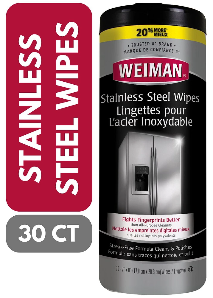 Weiman Stainless Steel Wipes, 30 CT, Finger Print Resistant Polish