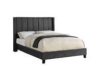 Topline Home Furnishings Upholstered Platform Bed in Dark Grey