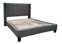 Topline Home Furnishings Upholstered Platform Bed in Dark Grey