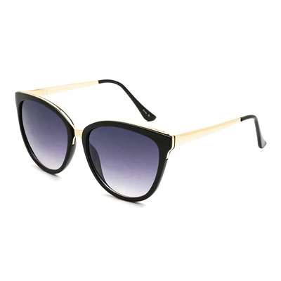 Lunettes de soleil œil-de-chat noires et dorées pour femmes Time & Tru