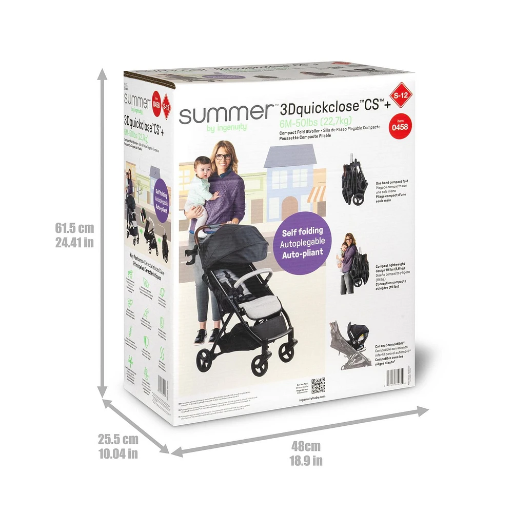 Summer By Ingenuity 3Dquickclose CS+ Compact Fold Stroller, 6 - 24 months; 0 - 50 lbs