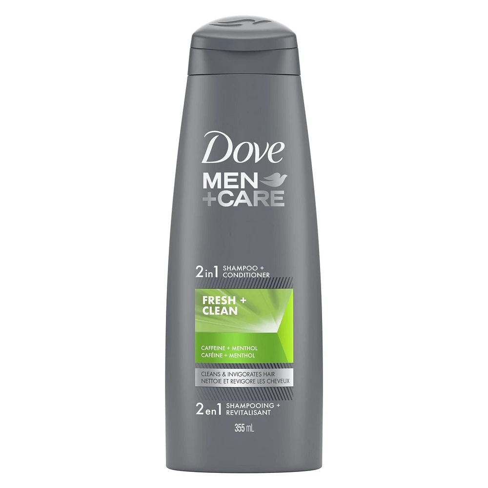 Dove Men Care Fresh Clean 2 in 1 Shampoo and Conditioner, 355ml Shampoo + Conditioner