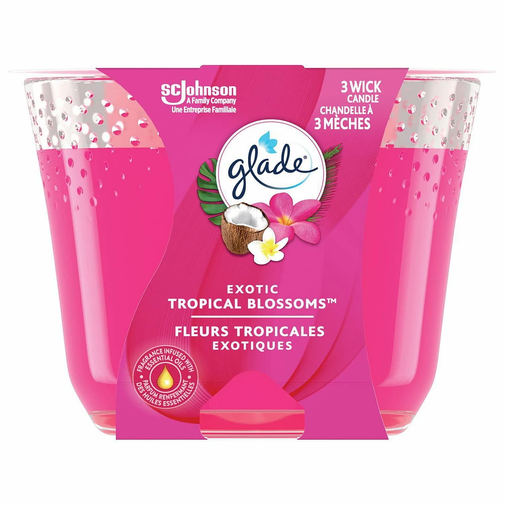 Glade® Chandelle parfumée, Fleurs tropicales exotiques Chandelle à trois mèches