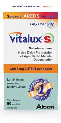 VITALUX®-S, Age-Related Macular Degeneration Supplement with AREDS for Smokers, AMD, 50 Time Release Tablets