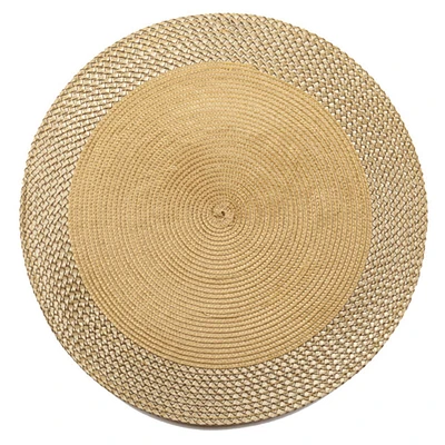 Vinyle Round Napperon Avec Border (Gold) (Ensemble De 12)