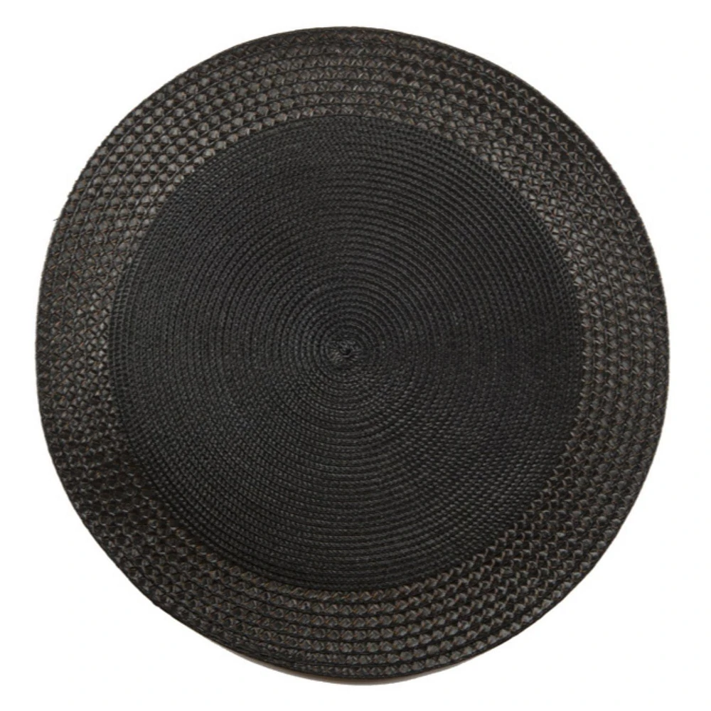 Vinyl Round Placemat With Border (Black)(Set Of 12)