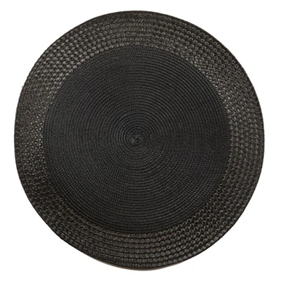 Vinyle Round Napperon Avec Border (Noir) (Ensemble De 12)