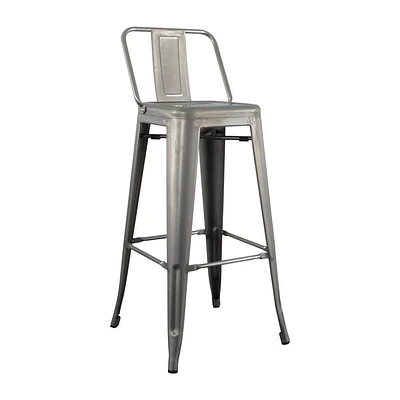 Tolix Counter 26" Stool Low Back Gunmetal Galvanized Steel