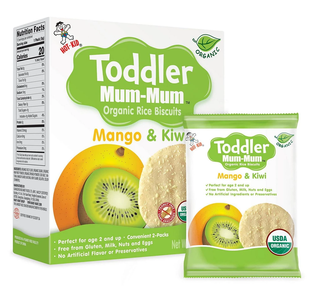 Toddler Mum-Mum Organic Rice Biscuits - Mango Kiwi, 24 pcs, 60 g