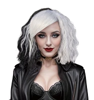 WAY TO CELEBRATE HALLOWEEN ADULT BLACK & WHITE WAVY WIG