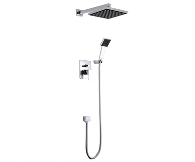 DROP Bath and Kitchen DR091030 Square Wall Mount Shower Set in Chrome Color