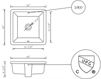 American Imaginations 16-in. W 16-in. D CUPC Certified Square Bathroom Undermount Sink In White Color AI-27746