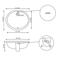 American Imaginations 19.25-in. W 15.75-in. D CUPC Certified Oval Bathroom Undermount Sink In White Color AI-27731