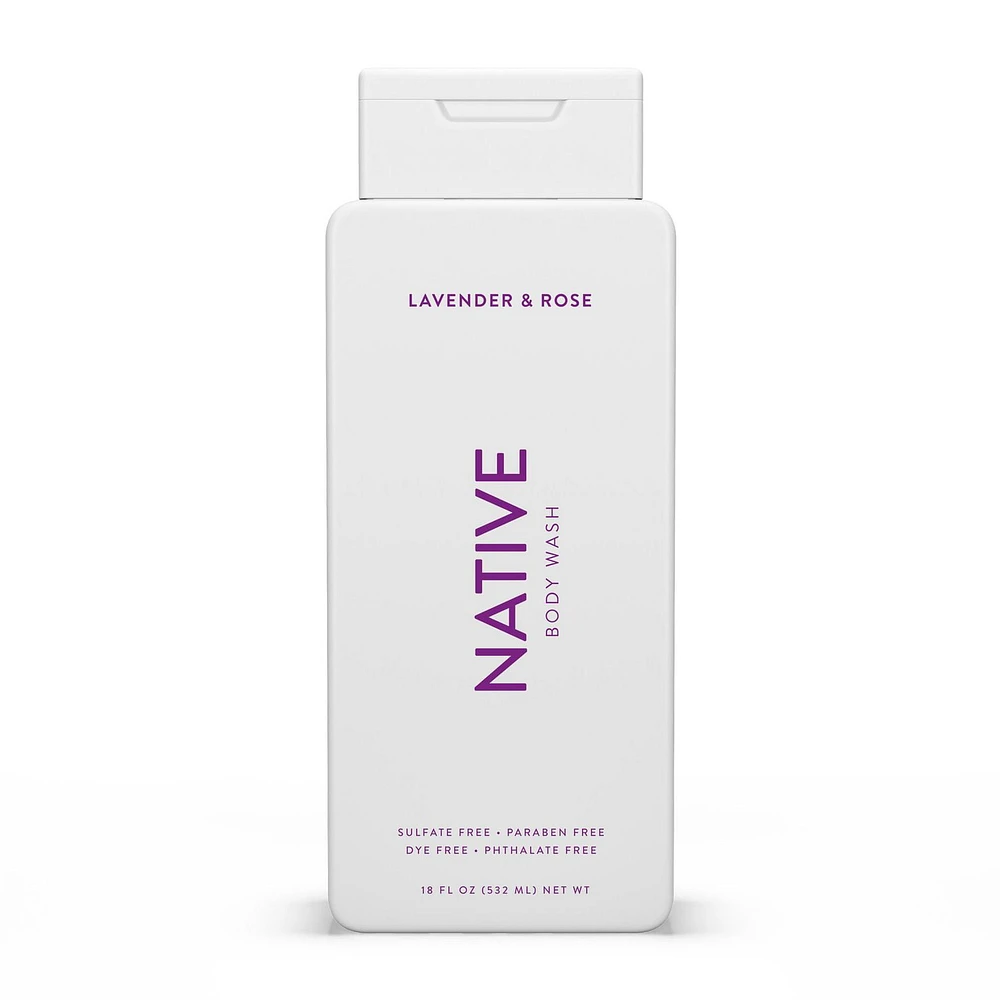 Native Natural Body Wash, Lavender & Rose, Sulfate Free, Paraben Free