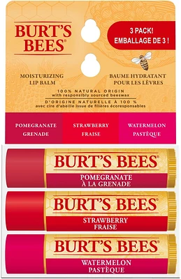 Burt's Bees 100% Natural Origin Moisturizing Lip Balm, Superfruit Mix 3pk, Burt's Bees Lip Balm, Super Fruit 3 Pack, helps lips feel their best with the natural powers of beeswax and fruit extracts.