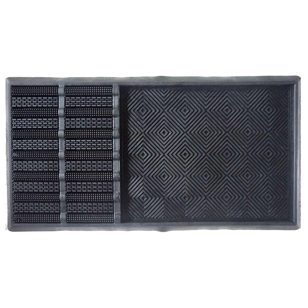 Rubber Black Boot Scrape & Store Door Mat