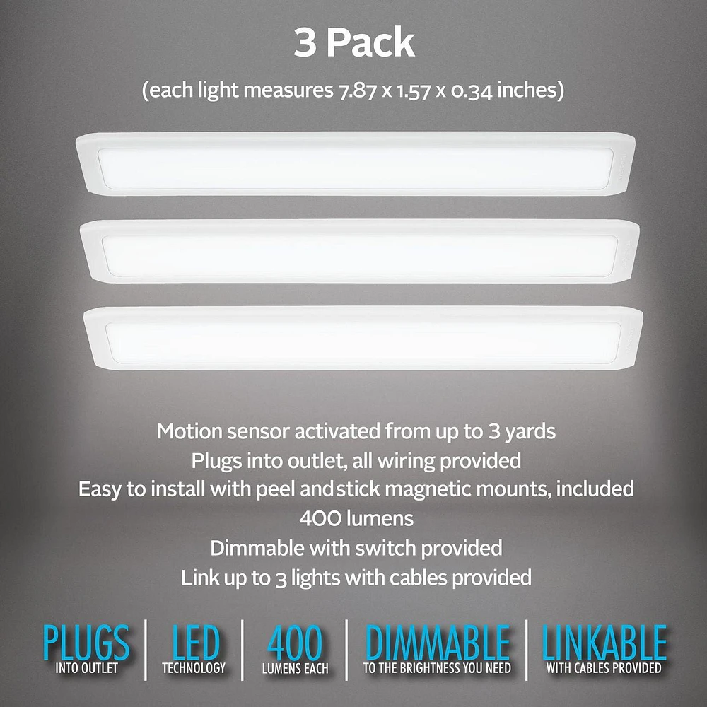 Bell + Howell Under Cabinet Lights Motion Activated 3 Pack, 400 Lumens Each, Under Cabinet Lights