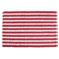 HANDWOVEN CROSS WEAVE BATH MAT (RED/WHITE) (20 x 32)