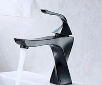 DROP Bath and Kitchen DR091003 Bathroom Sink Faucet with Square shape in Black color from Twist series