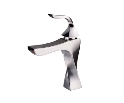 DROP Bath and Kitchen DR091004 Bathroom Sink Faucet with Square shape in Chrome color from Twist series