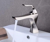 DROP Bath and Kitchen DR091004 Bathroom Sink Faucet with Square shape in Chrome color from Twist series