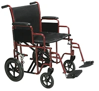 Drive Medical Red Bariatric Heavy Duty Transport Wheelchair with Swing Away Footrest, 20" Seat