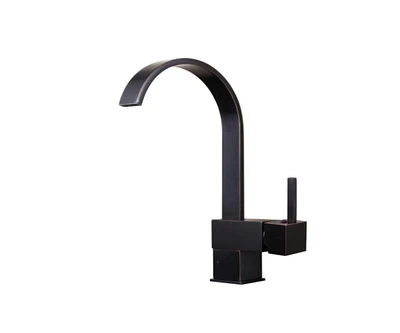 DROP Bath and Kitchen DR091022 Single Hole Kitchen Sink Faucet with Round shape in Black color