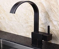 DROP Bath and Kitchen DR091022 Single Hole Kitchen Sink Faucet with Round shape in Black color