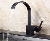 DROP Bath and Kitchen DR091022 Single Hole Kitchen Sink Faucet with Round shape in Black color