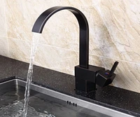 DROP Bath and Kitchen DR091022 Single Hole Kitchen Sink Faucet with Round shape in Black color