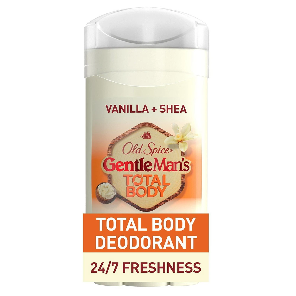 Old Spice Total Body Deodorant Aluminum Free Vanilla + Shea Butter, 24/7 Freshness From Pits to Toes and Down Below / Dermatologist Tested Full Body Deodorant Stick, 85G