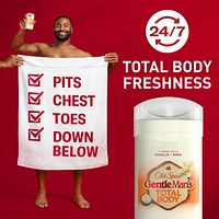 Old Spice Total Body Deodorant Aluminum Free Vanilla + Shea Butter, 24/7 Freshness From Pits to Toes and Down Below / Dermatologist Tested Full Body Deodorant Stick, 85G