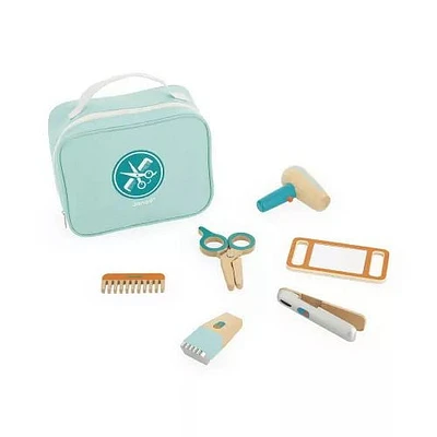 Janod - Trousse de Coiffeur - Jouet d'Imitation de Métier - 6 Accessoires en Bois Inclus - Stimule l'Imagination - Peintures à Base d'Eau - 3 Ans et +