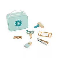 Janod - Trousse de Coiffeur - Jouet d'Imitation de Métier - 6 Accessoires en Bois Inclus - Stimule l'Imagination - Peintures à Base d'Eau - 3 Ans et +