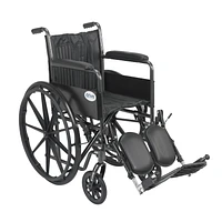Drive Medical Black Silver Sport 2 Wheelchair, Non Removable Fixed Arms, Elevating Leg Rests, 18" Seat
