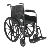 Drive Medical Black Silver Sport 2 Wheelchair, Non Removable Fixed Arms, Swing away Footrests, 18" Seat