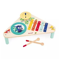 Janod - Table en bois pour enfants - Motif jouets imitation et stimulation musicale - Peinture à l'eau - à partir de 12 mois.