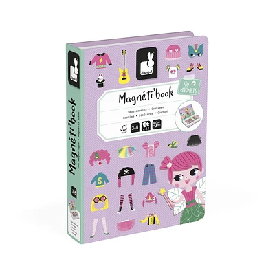 Magneti'books - Portable Magnetic Educational Game - Outfit Theme - 46 Magnets & 8 Cards - For Girls - Develops Creativity & Fine Motor Skills - Ages 3+