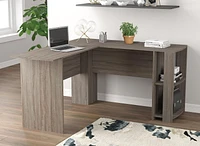 Safdie & Co. Computer Desk 55L Dark Taupe L-Shaped 2 Shelves